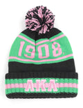 ALPHA KAPPA ALPHA Stunning Embroidered Winter Beanie Hat 100% Heavy Acrylic