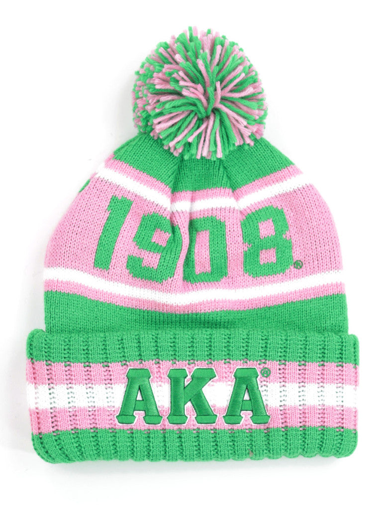 ALPHA KAPPA ALPHA Stylish Embroidered 100% Heavy Acrylic Beanie Hat