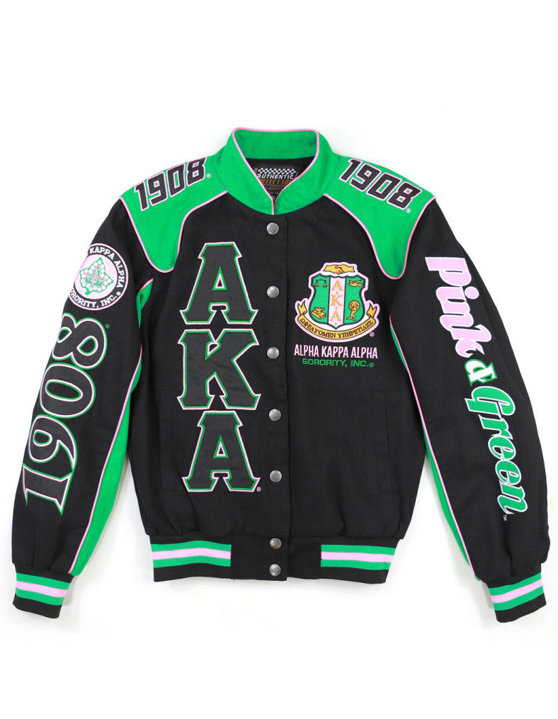 ALPHA KAPPA ALPHA VARSITY RACING TWILL JACKET BLACK 100% COTTON