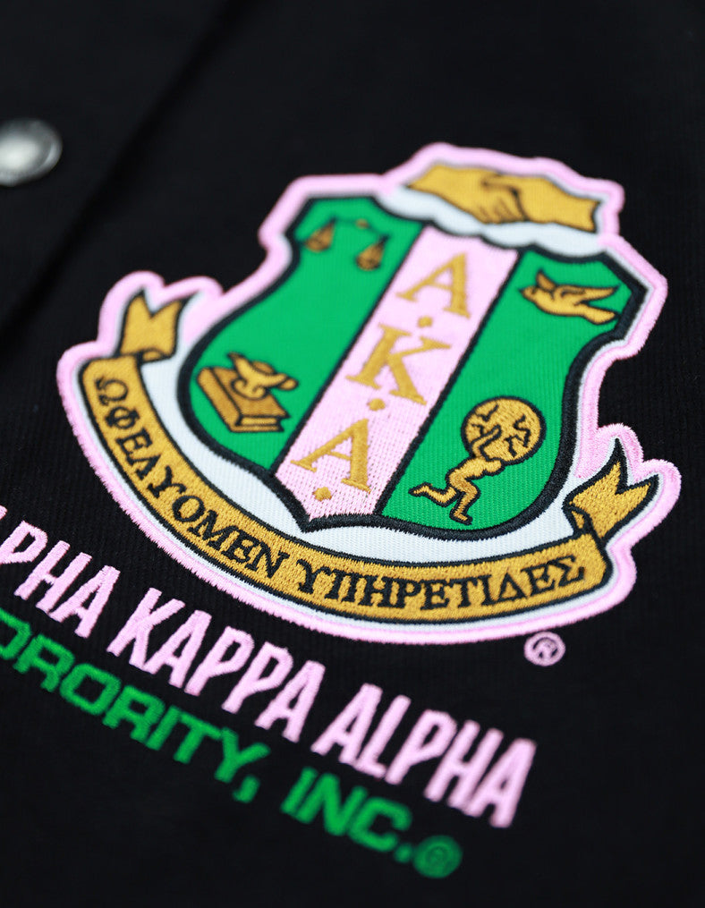 ALPHA KAPPA ALPHA VARSITY RACING TWILL JACKET BLACK 100% COTTON
