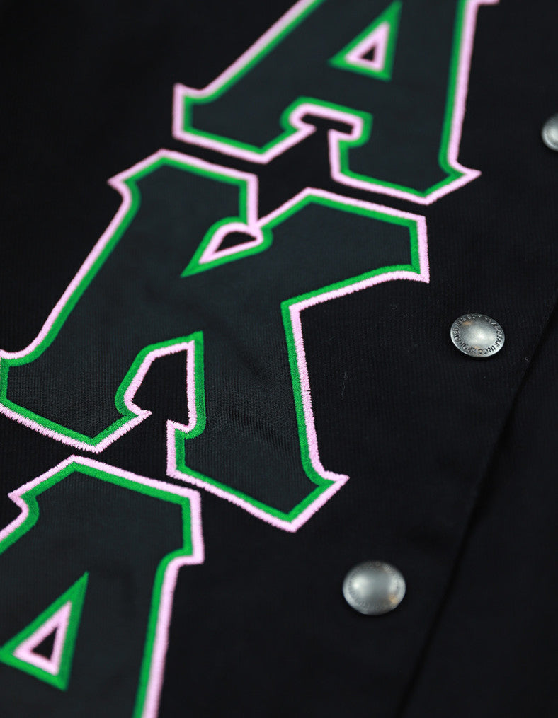 ALPHA KAPPA ALPHA VARSITY RACING TWILL JACKET BLACK 100% COTTON