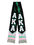 ALPHA KAPPA ALPHA STYLISH SCARF BLACK SUPER SOFT 100% ACRYLIC WARM SCRAF