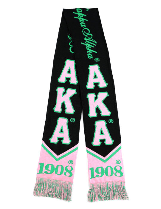 ALPHA KAPPA ALPHA STYLISH SCARF BLACK SUPER SOFT 100% ACRYLIC WARM SCRAF