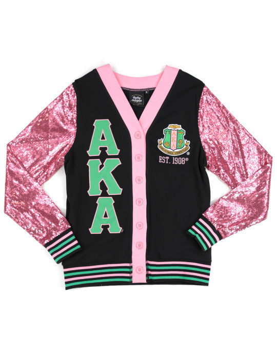 ALPHA KAPPA ALPHA SEQUIN CARDIGAN BLACK