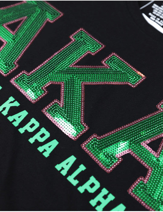 ALPHA KAPPA ALPHA SEQUIN PATCH TEE BLACK