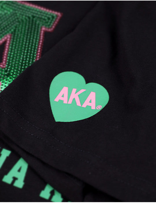 ALPHA KAPPA ALPHA SEQUIN PATCH TEE BLACK