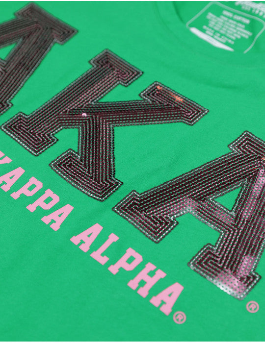 ALPHA KAPPA ALPHA SEQUIN PATCH TEE GREEN