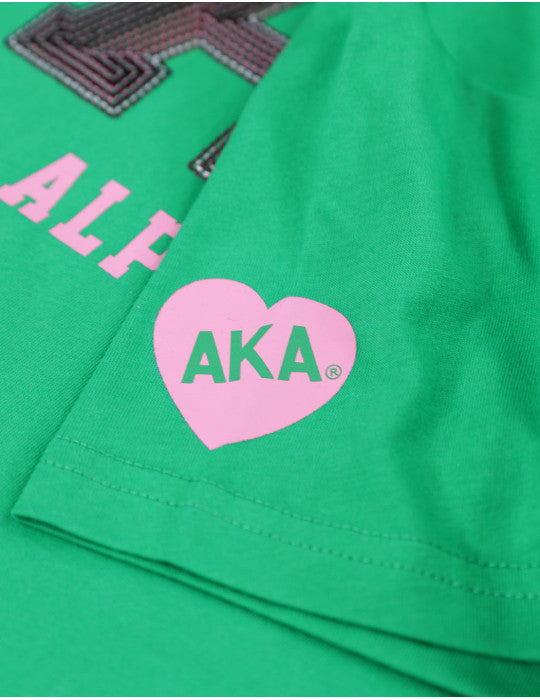 ALPHA KAPPA ALPHA SEQUIN PATCH TEE GREEN