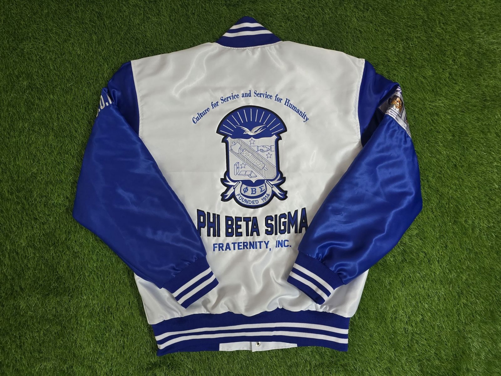 (Pre-Order) Phi Beta Sigma Fraternity Satin Founders Letterman Jacket by Allthatandsum