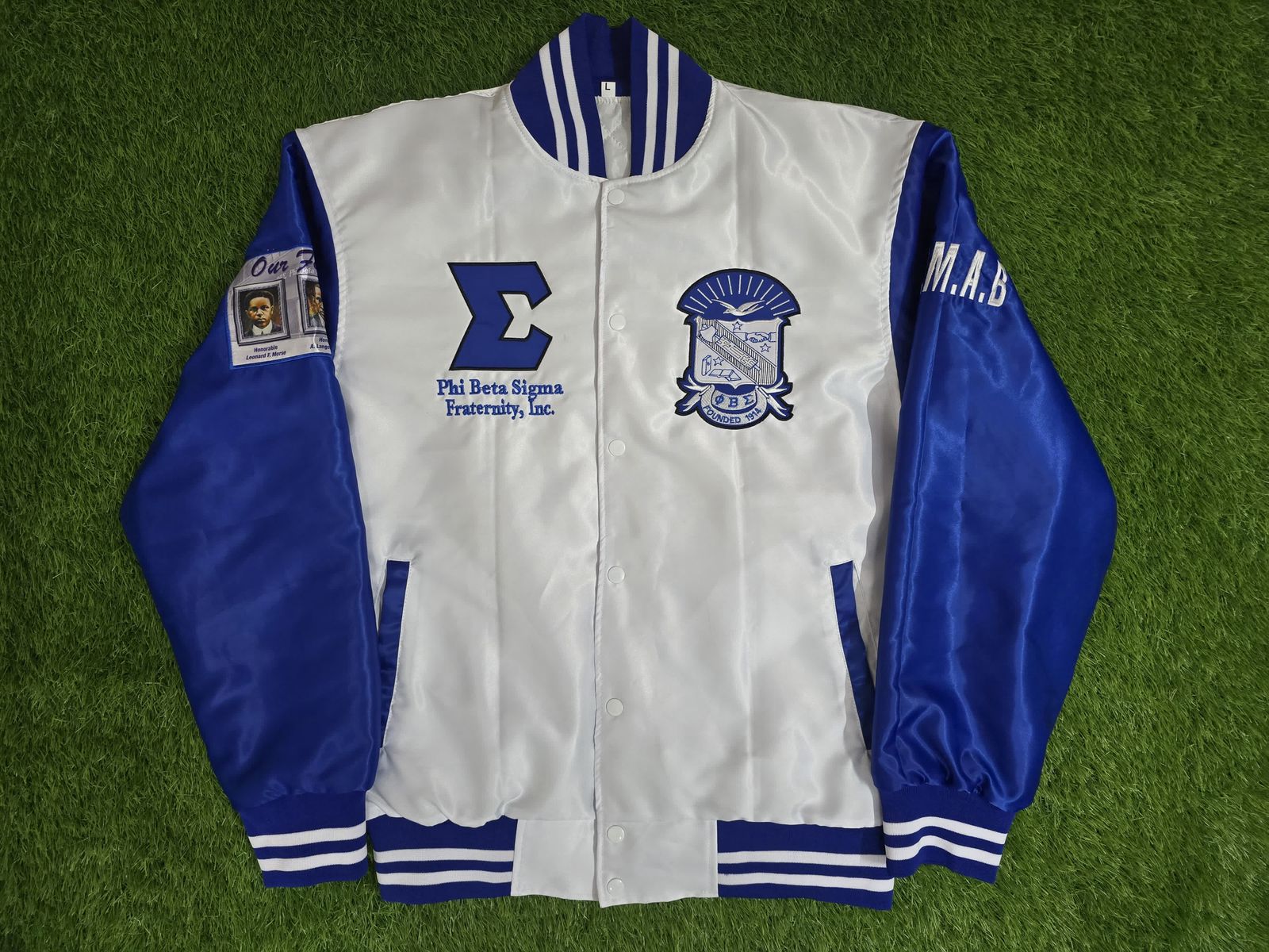 (Pre-Order) Phi Beta Sigma Fraternity Satin Founders Letterman Jacket by Allthatandsum