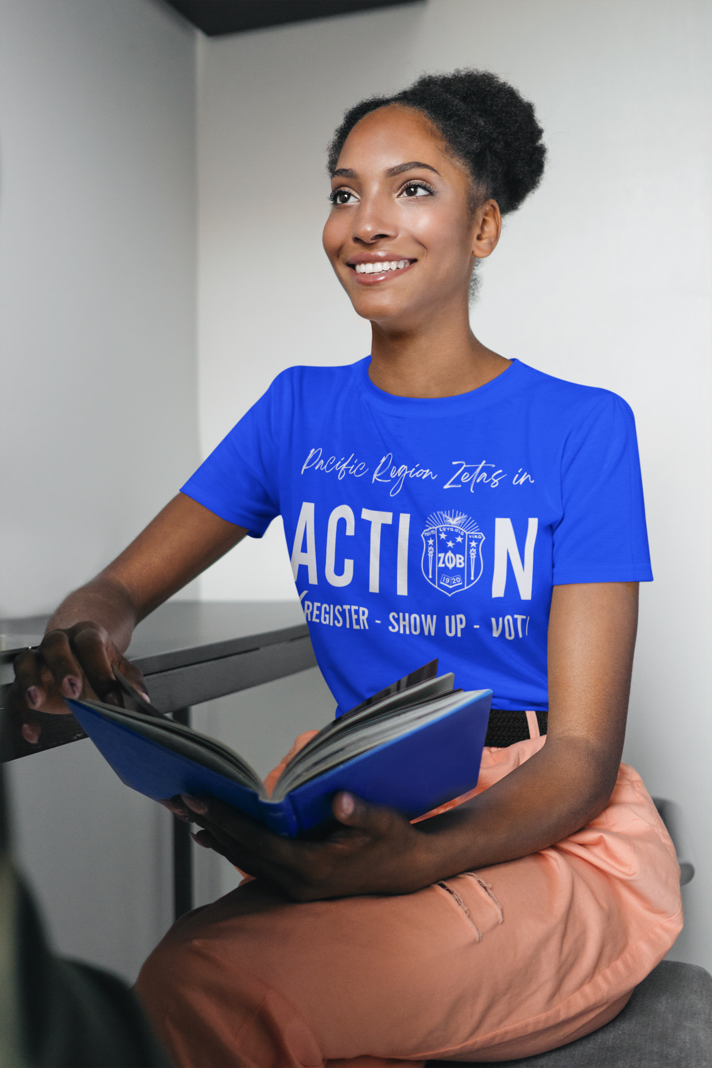 Zeta Phi Beta Sorority Pacific Region Zeta to Action Royal Blue Short Sleeve T-shirt
