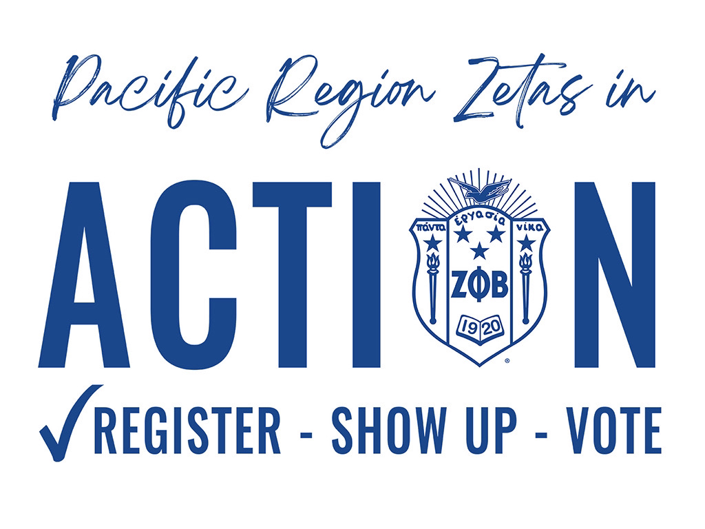 Zeta Phi Beta Sorority Pacific Region Zeta to Action Royal Blue Long Sleeve Sleeve T-shirt