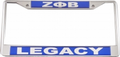 Zeta Phi Beta Sorority Legacy Metal License Plate Frame Silver Divine 9 Frame