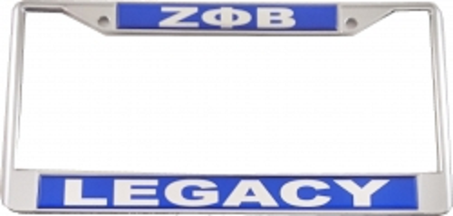 Zeta Phi Beta Sorority Legacy Metal License Plate Frame Silver Divine 9 Frame