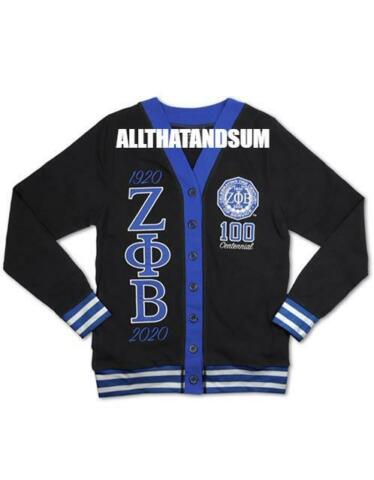 ZETA PHI BETA SORORITY BLACK 100 YEAR CENTENNIAL CARDIGAN SWEATER Z-PHI-B 1920