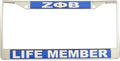 Zeta Phi Beta Sorority Life Member Metal License Plate Frame Silver Divine 9 Frame