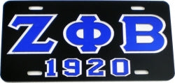 Zeta Phi Beta Sorority Black 1920 Mirror License Plate Frame Silver Divine 9 Frame