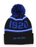 ZETA PHI BETA Sorority Beanie Skull Cap Z-PHI 1920 Black Blue Zeta Phi Beta Ball Beanie