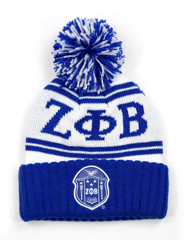 ZETA PHI BETA Sorority Beanie Skull Cap Z-PHI 1920 Z-PHI-B Z-KITTY BALL BEANIE