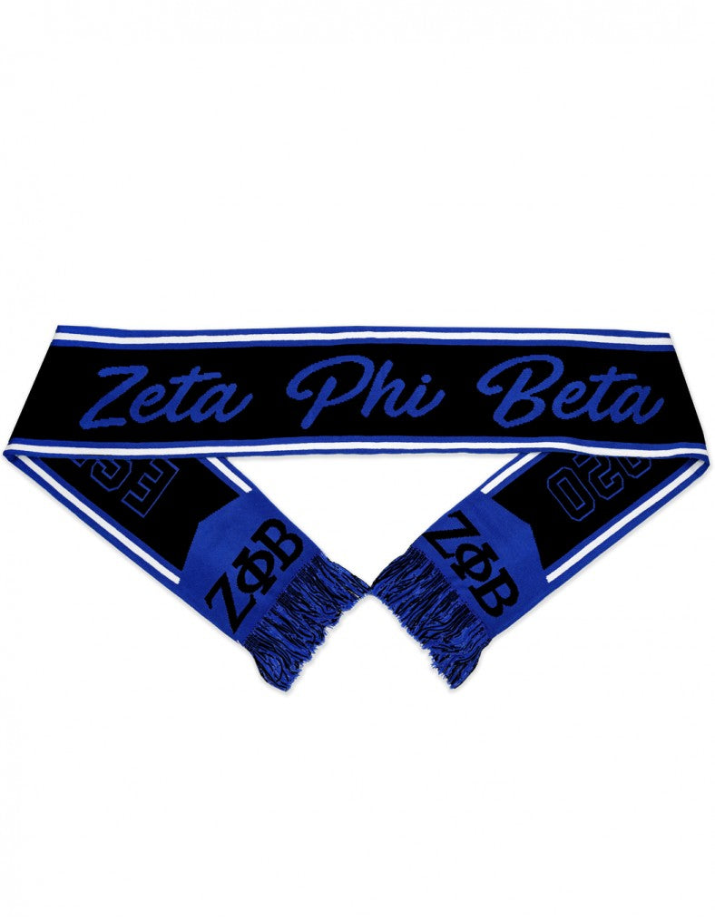 ZETA PHI BETA  SORORITY SHOULDER SCARF NEW ZETA PHI BETA BLUE /BLACK SCARF