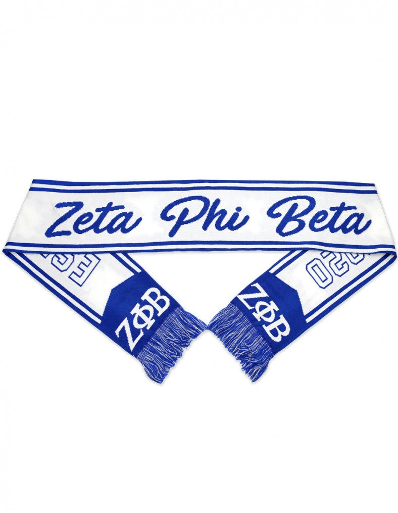 ZETA PHI BETA  SORORITY SHOULDER SCARF NEW ZETA PHI BETA BLUE /WHITE SCARF