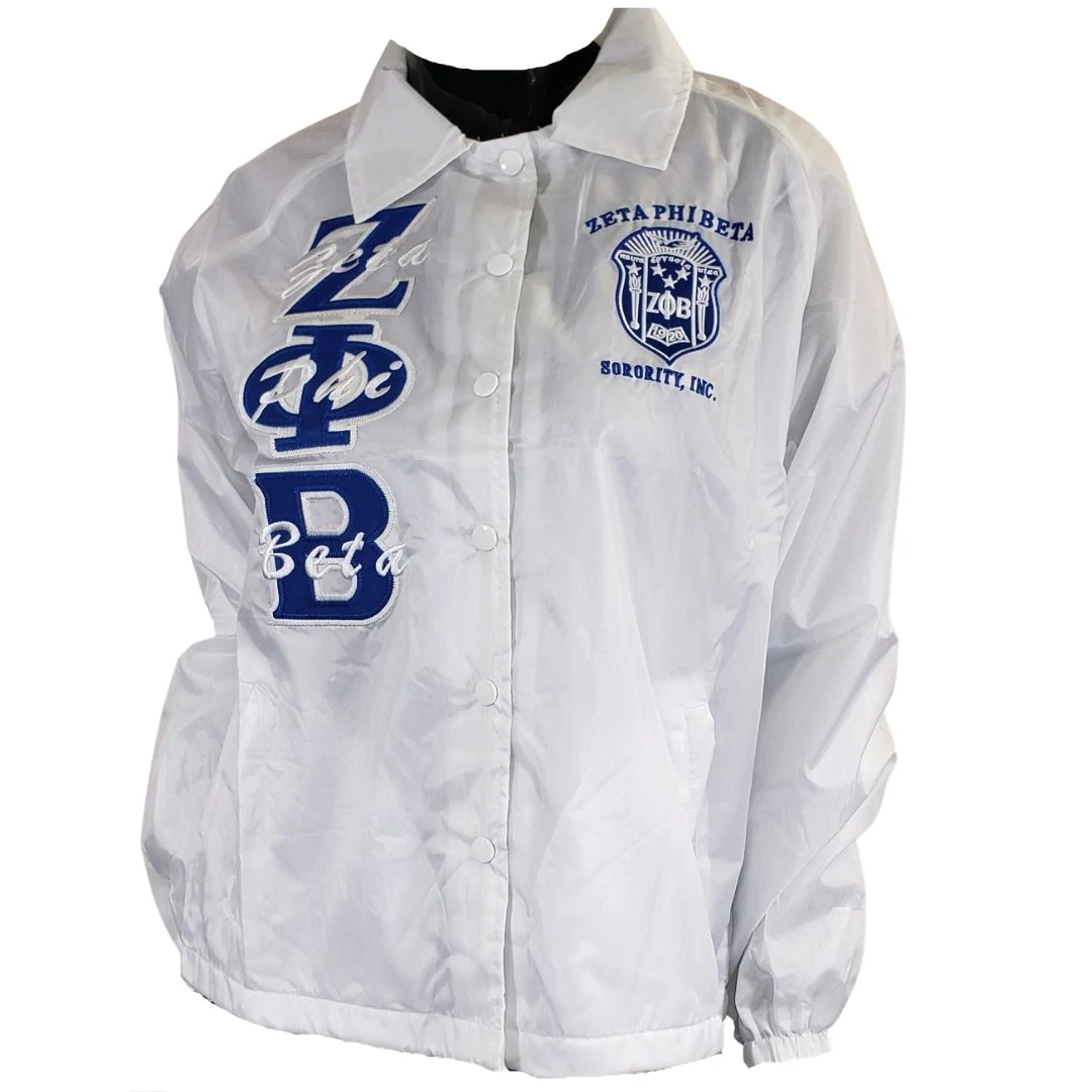 Zeta Phi Beta Sorority White Line Jacket Crossing Line Jacket