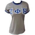 ZETA PHI BETA SORORITY T-SHIRT ZETA PHI BETA GRAY RINGER TEE SHIRT