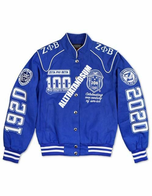 Zeta Phi Beta Sorority 100 YEAR Race Jacket Zeta Phi Beta Blue Race Jacket