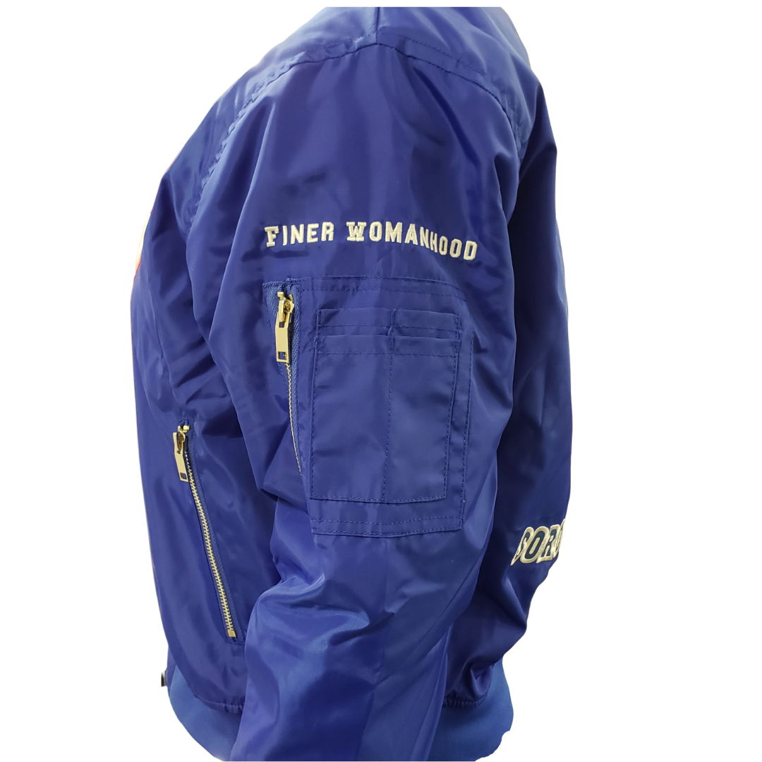 ZETA PHI BETA SORORITY BLUE BOMBER JACKET OLD SCHOOL ZETA FLIGHT JACKET
