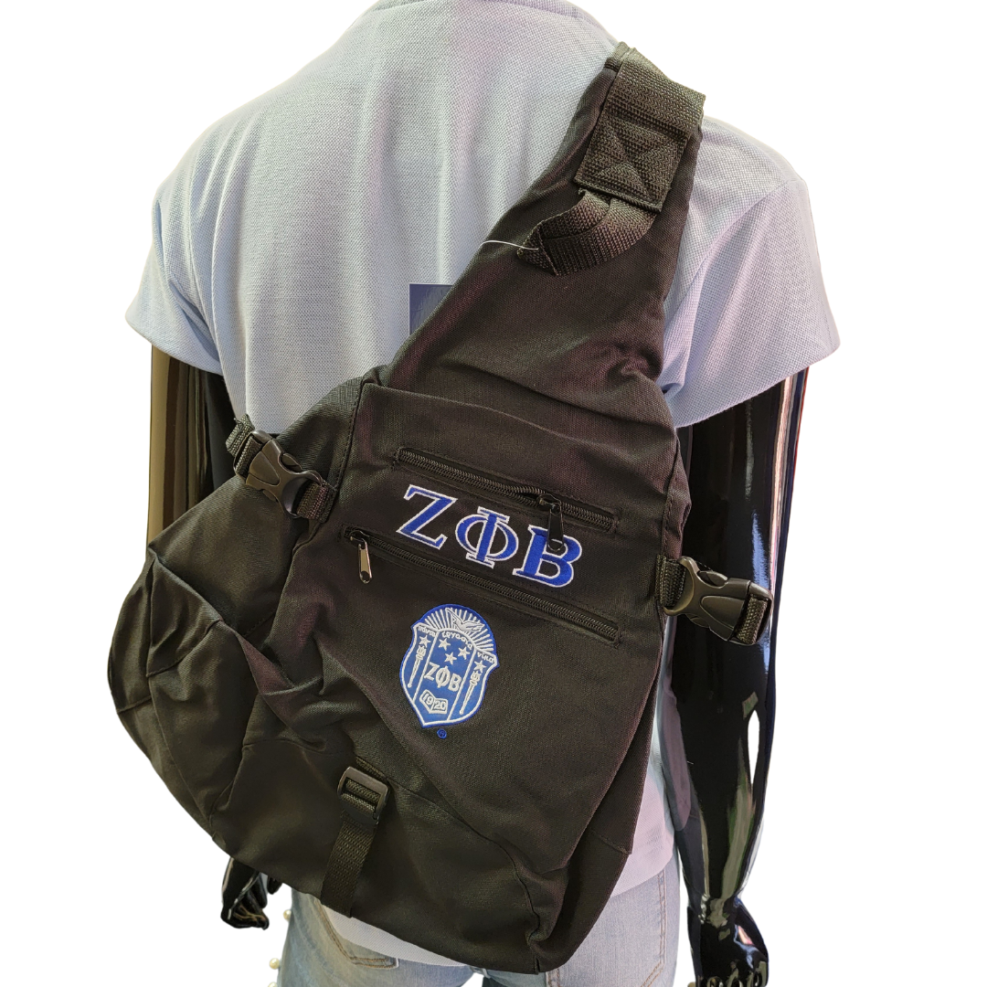 ZETA PHI BETA SORORITY SLING BAG BLACK ZETA PHI BETA SLING BAG BACK PACK