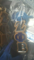 ZETA PHI BETA SORORITY  Wood Bead Oak Backed Mirror Tiki Necklace 1920