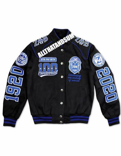 Zeta Phi Beta Sorority 100 YEAR Race Jacket Zeta Phi Beta Black Race Jacket