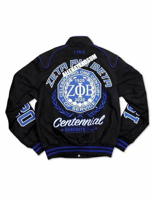 Zeta Phi Beta Sorority 100 YEAR Race Jacket Zeta Phi Beta Black Race Jacket