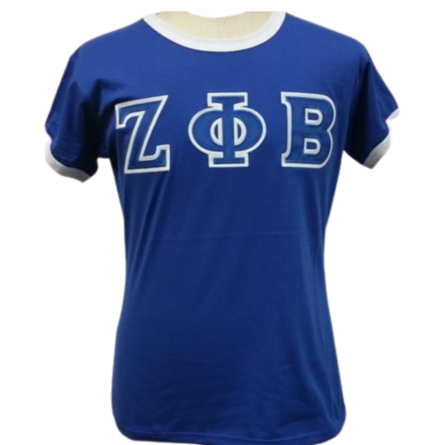 ZETA PHI BETA SORORITY T-SHIRT ZETA PHI BETA BLUE RINGER TEE SHIRT