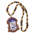 Phi Beta Sigma Fraternity Wood Bead Tiki Raised Color Crest Necklace