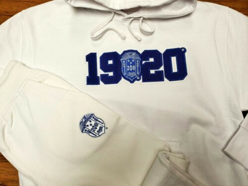 ZETA PHI BETA SORORITY JOGGING SUITE SET WHITE ZETA PHI BETA 2PC JOGGER SET