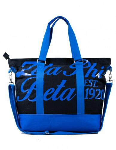 ZETA PHI BETA SOROROITY BLACK CANVAS HAND BAG PURSE TOTE BAG Z-PHI SHOULDER BAG